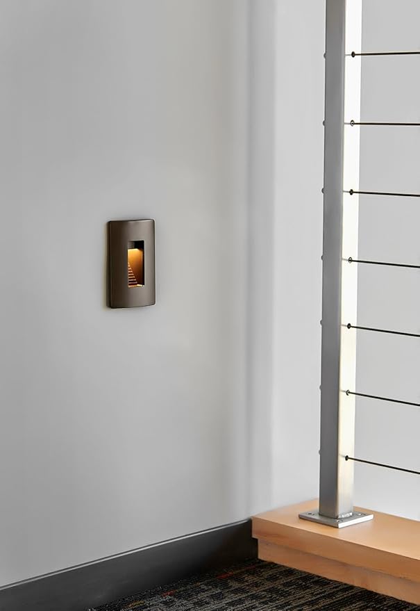 Hinkley Landscape Lighting Luna Horizontal 120v Step Light, Integrated LED 2700K, Line Voltage, Dimmable, Matte Bronze