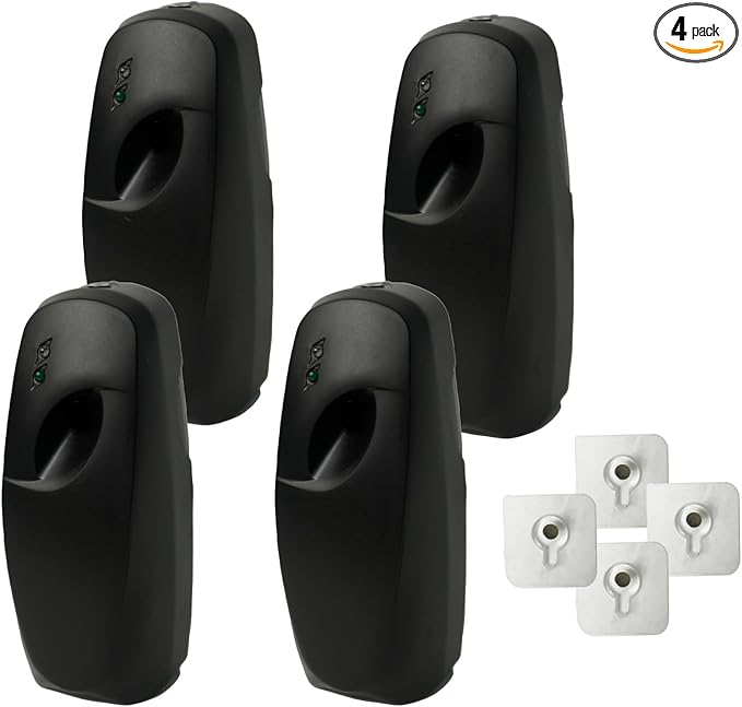 4PCS Automatic Air Freshener Spray Dispenser, Wall Mounted or Free Standing Battery Operated Sprayer for Bathroom Multiple Time Scent Mist Release Settings for Room Restroom Sprayer (black, L)