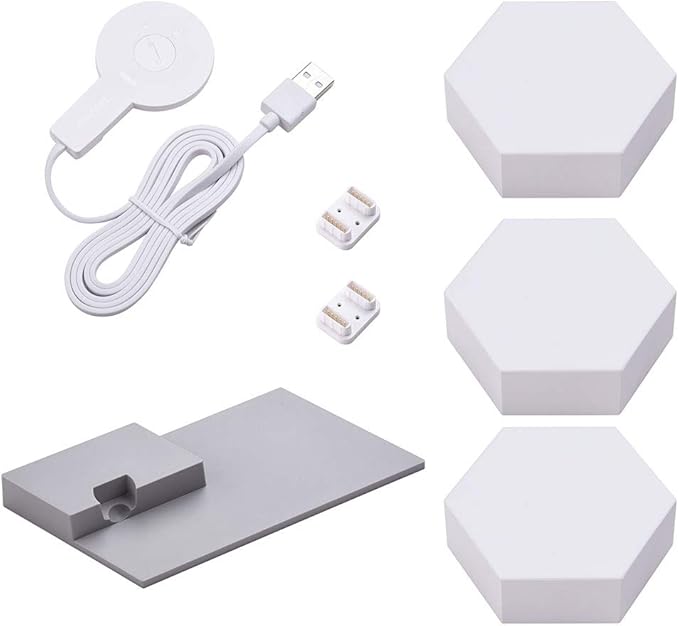 Yescom APP Control WiFi Hexagon LED Light Kit Music Sync Splicing Cololight Bar Decor Gifts Table Lamp 16 Million Colors Compatible with Alexa Google Home