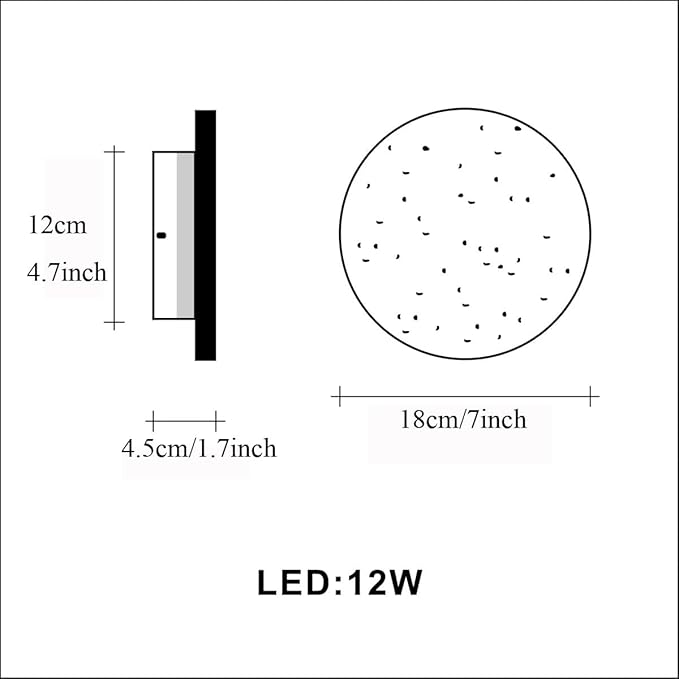 DUHU Led Wall Sconce Round,Grey Cement Wall Lamp Hardwired,Minimalist Wall Mount Light with Sleek Finish Design,Modern Indoor Sconces Lighting for Bedroom,Living Room,Hallway,12w 3000k,Warm White