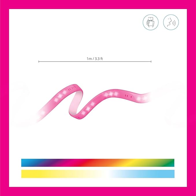 WiZ Connected 3FT RGB Wi-Fi LED Smart Color Changing Light Strip Extension - Connects to Your Existing 2.4Ghz Wi-Fi - Control with Wiz Connected App