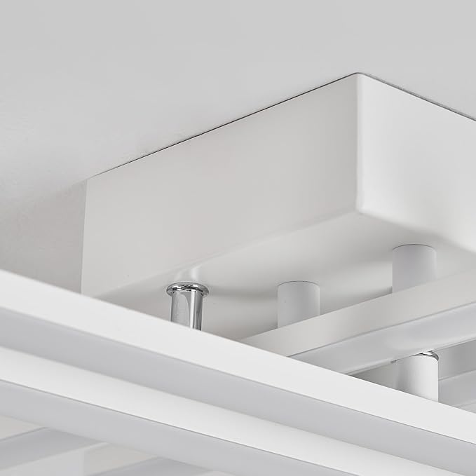 Modern Flush Mount LED Ceiling Light Fixture, Dimmable 24inch Ceiling Lights for Bedroom Living Room Kitchen, 4-Light White Ceiling Lamp LED Small Chandelier Ceiling Light with Remote, 2000lm