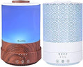 BlueHills Premium Set of 2 2500 ML Large Essential Oils Diffusers for Big Rooms High Mist Output XL Capacity Adjustable Cool Mist Great Gift – Value Pack of 2 Dark Wood Grain and Decorative Design