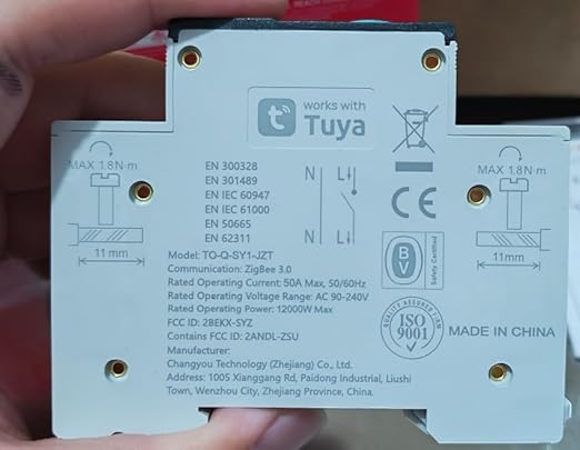 ZigBee DIY Smart Switch 50A| DIN Rail Switch| 1P+N 90-240VAC| Real-time Power Monitoring| Remote Control and Set Timer for Home Automation| Support Tuya/Smart Life| Voice Control| FCC Certified