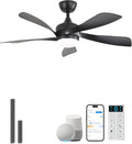 Sofucor 45" Smart Ceiling Fan, Indoor/Outdoor Black Ceiling Fans with Lights and Remote, Works with Alexa/Google/App, 3-Color Light 6-Speed Timing Reversible DC Motor for Bedroom Living Room Patio