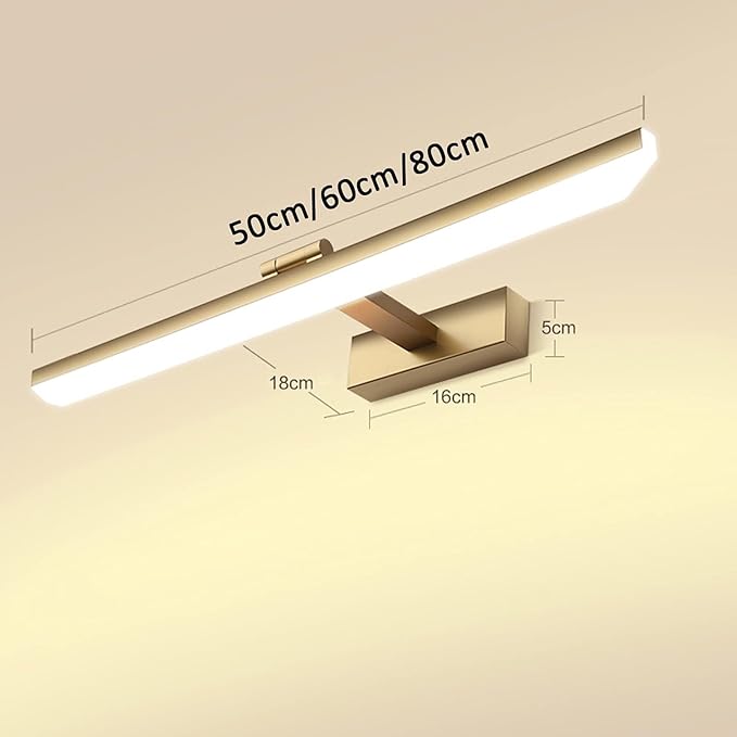 Vanity Lighting LED Mirror Front Light Waterproof Anti-Fog Bathroom Mirror Light Acrylic Rotatable Wall Light Makeup Light Mirror Cabinet Light Vanity Lamp Bath Lights(80cm, White(3000k,60cm)