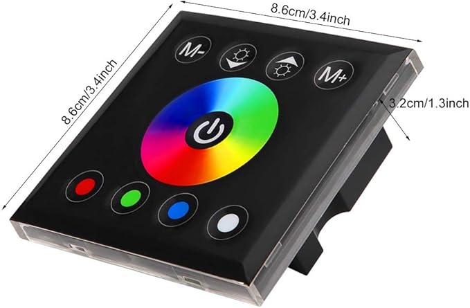 Wall Mounted Colorful RGBW LED Touch Panel Controller Dimmer Switch Applicable Scene LED Strip Light (Black), NIZUUONE1oxma72gdw-01