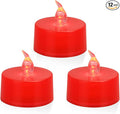 KOABY 12 Pack Red Light Non-Flickering Flameless Tea Lights, Red Base, Last 100H+, Battery Operated Tea Lights for Décor