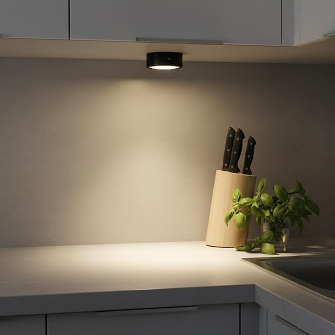 DAMI 2-Pack Rechargeable Under Cabinet Lighting Wireless, 3.3" Magnetic Puck Lights with Remote & Tap Control, 13 RGB Colors Dimmable Stick On LED Shelf Lights for Kitchen, Showcase, Rental Friendly