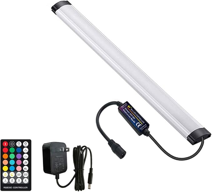 Dimmable Under Cabinet Lighting, RGB LED Light Bar, RF Remote Control Lamp, Multicolor Under Counter Lights for Desk, Room, Cupboard, Hallway, Shelf, Closet (12 Inch)