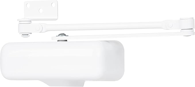 BRINKS Commercial - Light Duty Residential Door Closer, White Finish - Size 1 with a 180-Degree Opening Range and Adjustable Closing Speed