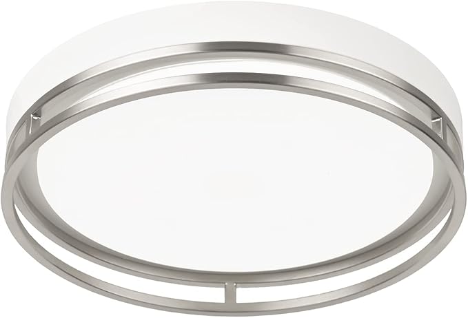 12.5 Inch LED Flush Mount Ceiling Light Fixture, 26W, Super Bright 1700 Lumens, 3 Color 3000K/4000K/5000K, Dimmable Ceiling Lamp for Bedroom Hallway Bathroom Kitchen Laundry (White Nickel)