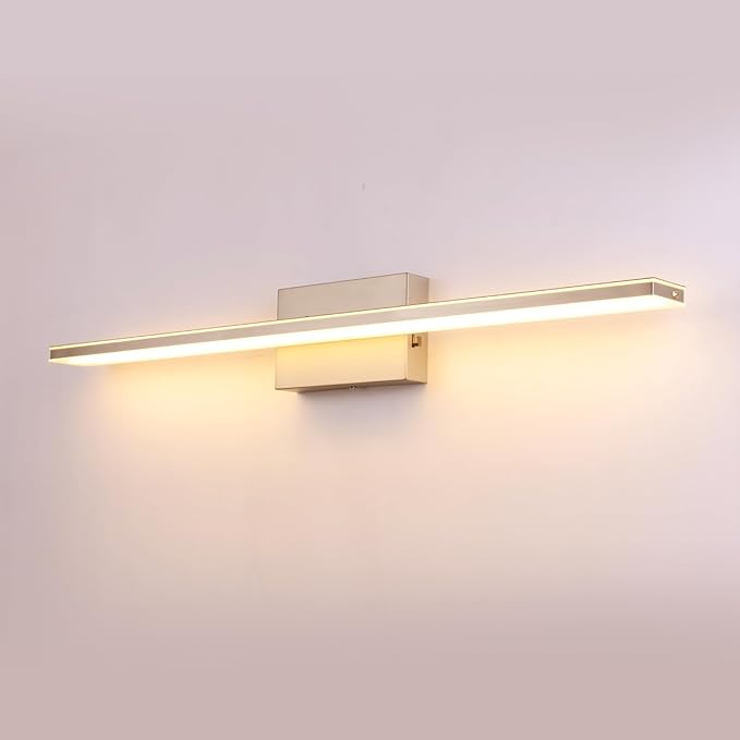 LED Brushed Nickel Vanity Light for Bathroom Lighting Fixtures Over Mirror Modern Bath Vanity Lights Bar 24W 5CCT Diammable Bathroom Lights 31.5 inch