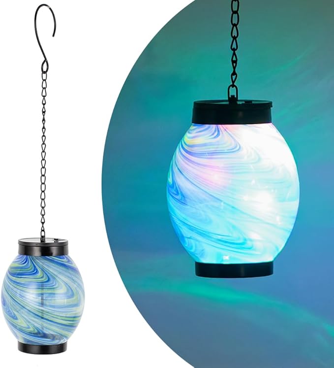 Solar Hanging Lanterns Outdoor, Waterproof Solar Glass Lights, Color Changing Led Lamp Light for Garden Yard Tree Home Xmas Decor