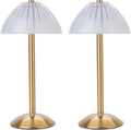 Cordless Table Lamps for Home,Table,Dining Room, Gold Rechargeable Lamps, USB Charge 12'' Tall LED Brass Portable Outdoor Indoor Table Lamp with Built-in Dimmer (Pack2-Gold Lamp)
