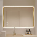 32" x 40" Gold LED Bathroom Mirror, Smart Touch Switch, Anti-Fog Mirror, 3-Color Dimmable, CRI≥93, Wall-Mounted Backlit Mirror with Lights for Modern Bathroom (Horizontal/Vertical)