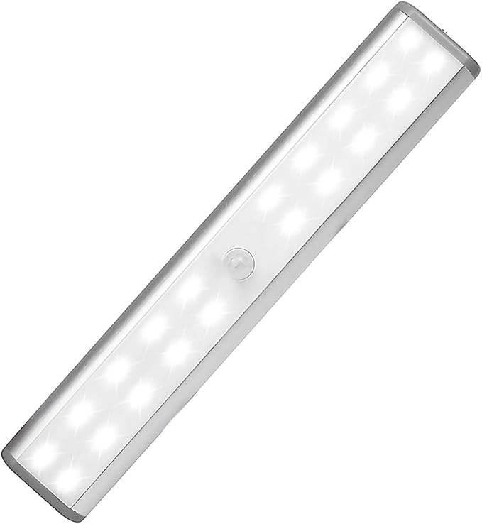MOSTON Motion Sensor Closet Lights, 20 LED Cordless Under Cabinet Lighting with Built-in Rechargeable Battery, Stick-on Anywhere Magnetic Night Lamp for Cupboard Cabinet Kitchen Stairs