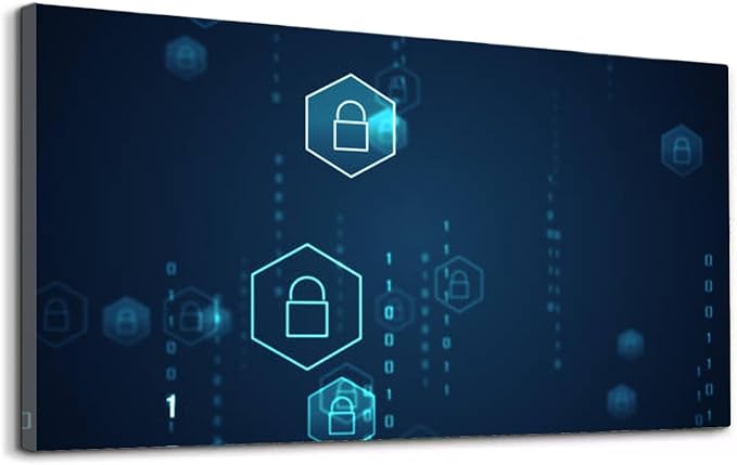 Wibinuki Wall Art Wall Decor Wall Paintings Cyber security Shield Keyhole on da for Living Room Bedroom Bathroom Home Decor Can Be Hung Directly 20"x 40"