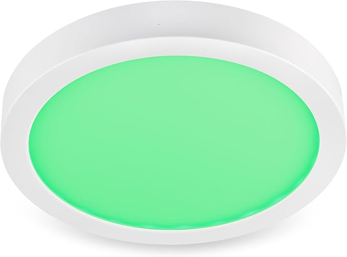 Westgate TC-FML-8-14W-RGBW-WIFI 8 Inch LED Flush Mount Fixture, White Die-Cast Aluminum Housing, Compatible with Alexa, Works with Google Home, Dimmable Ceiling Light, Color Changing Lamp