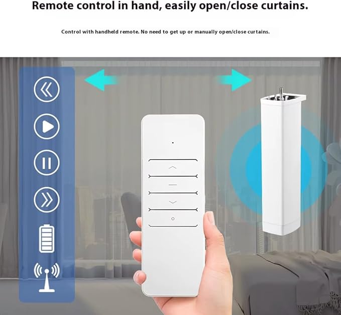 RS485 Motorized Curtain Track for Ripple Fold Curtains, 1.8N Automatic Curtain Opener System, Heavy Duty Electric Curtains with Remote for Smart Home (6.0 meters (236.2 inches))