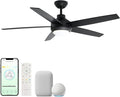 Airvana 52in 5-Blade Smart Indoor or Outdoor Ceiling Fan 2700K-6000K CCT Tunable Range LED Light Kit in Matte Black Works With iOS or Android App