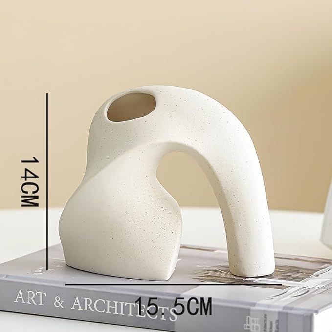 Nordic Style Ceramic Vase Set, Luxury Artistic Flower Arrangement for TV Cabinet and Entryway, Modern Minimalist Home Decor Accents(Type A Beige)