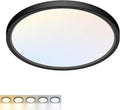 LED Flush Mount Ceiling Light,9Inch 18W,3000K/3500K/4000K/5000K/6500K 5 Color Temperatures Ceiling Light Fixture for Kitchen Porch Hallway Bedroom Bathroom and Closet,Black