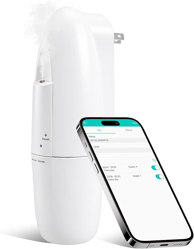 Plug-in Waterless Essential Oil Diffuser, 400-800 Sq.Ft Smart Nebulizing Scent Air Machine with App Control (Bluetooth), 100ml Capacity, Leak-Proof & Residue-Free, for Home, Hotel, Office, Spa