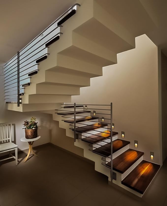 Inductive Step Lights, With Adjustable Color Temperature (2700k/4000k/6000k), 3w, Recessed Installation/Suitable For Stairs, Corridors, Aisles, Bedrooms, Glare-Free, Aluminum Casing (Matte Silver)