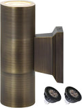COLOER Brass Outdoor Cylinder Wall Lights(Bronze 6.875" H x 4.25" W) with 5W LED MR16, 12V Low Voltage Porch Light in 2 Lights, 2700K Up Down Lights, Outside Light for House Porch Patio Door