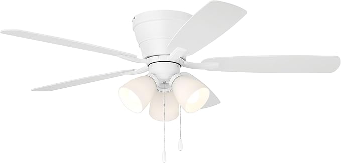 Craftmade 52" Wheeler Indoor Flush Mount 5 Blade White Finish Ceiling Fan with Optional 3-Light Kit