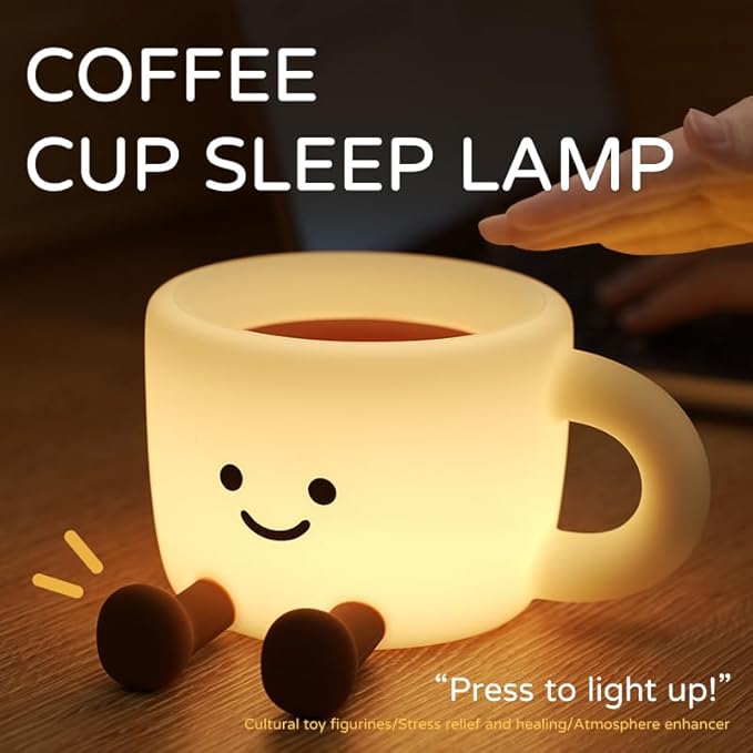 Coffee Cup Night Light,7 Colors Dimmable Bedside Lamp, Touch Control Night Lamp with 30 MinTimer for Kids Adults, Used for Camping Party Room Decor Thanksgiving Day Halloween Christmas Birthday Gifts