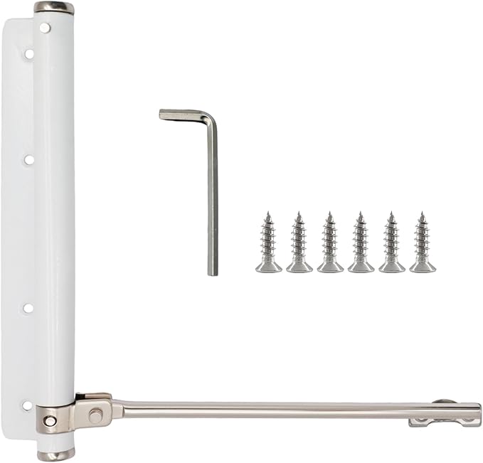 Litoexpe Automatic Door Closer, Safety Spring Door Closers Auto Soft Close, Adjustable Catch Speed with Arm, White