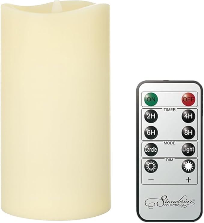 Stonebriar 3 Count Ivory Real Wax 3x6 Flameless LED Pillar Candles with Remote and Timer