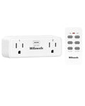 Remote Control Outlet with 2 Independent Control Sockets, WILAWELS Wireless Remote Light Switch for Christmas Tree Lights, String Lights 15A/1875W/125V, Compact, Programmable, FCC Certified W04RC1106