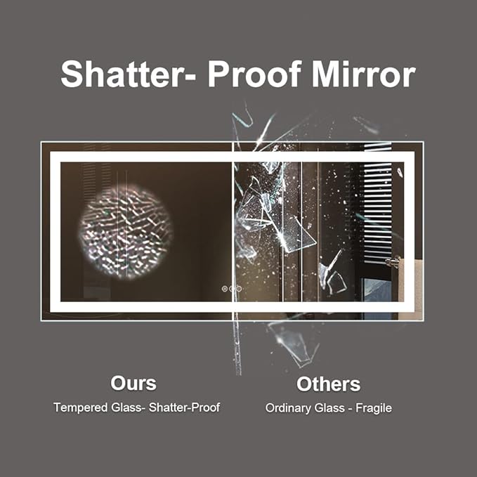Amorho LED Bathroom Mirror, 96" X36" with Front and Backlight, Large Dimmable Wall Mirrors with Anti-Fog, Shatter-Proof, Memory, 3 Colors, Double LED Vanity Mirror, ETL Listed