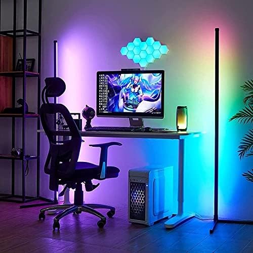 Unknown1 Minimalism Corner Floor Lamp-Set of 2 55in Black Modern Contemporary Bulbs Included