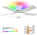 Orison Ceiling Fans with Lights, 45 Inch Low Profile Ceiling Fan with Light and Remote/APP Control, RGB Backlight & LED 3CCT Dimmable, DC Reversible Motor, 6 Speeds, 5 Reversible Blades White