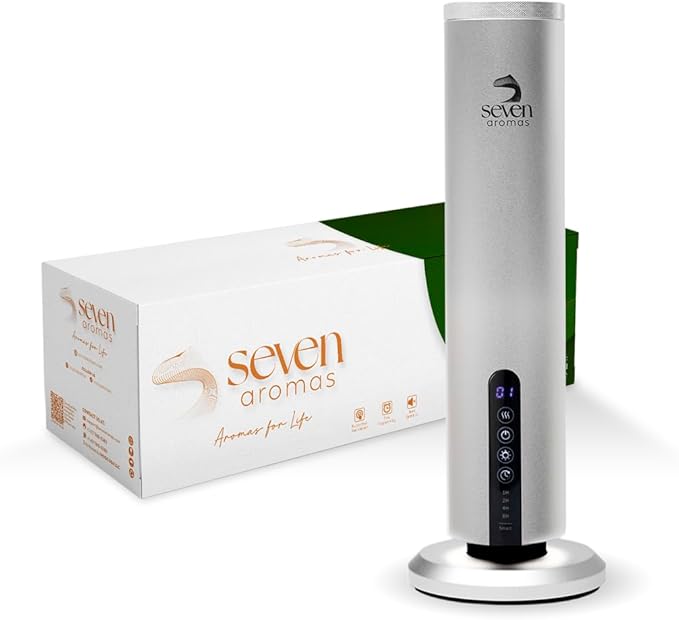 Waterless Essential Oil Scent Machine for Home & Large Rooms - Hotel Collection Aroma Diffuser with Cold Air Technology, Smart Bluetooth Control, 1200 Sq Ft Coverage for Home, Office & Spa - Silver