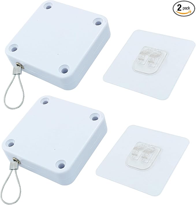 2Pcs Automatic Sliding Door Closer, Punch-Free, Steel Drawstring, White, 1000g Tension, For Bedroom/Bathroom/Office