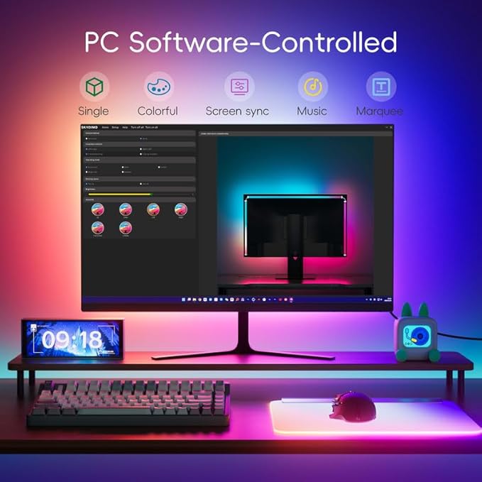 Skydimo 24 Inch ARGB Led Strip Lights, Monitor Backlight, Monitor Led Lights, PC Sync Backlight, Sync with Screen Color or Music, Dynamic Ambient Smart Light with USB, Software Control