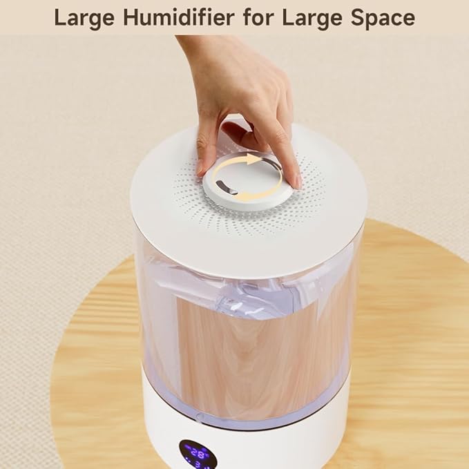 Large Room Humidifier for Bedroom Home 7.8L, Covering 600 ft², Top Fill Cool Mist Ultrasonic Air Humidifier with Essential Oil Diffuser, Whisper Quiet, Dual Mist, 44H Runtime & Timer Function