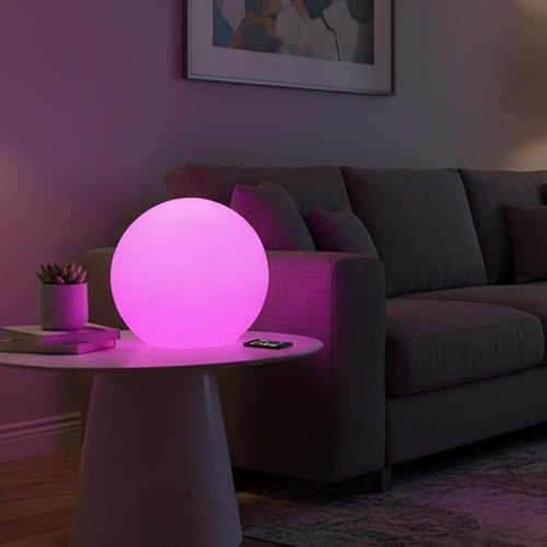 10 inch Rechargeable LED Ball Light, Dimmable LED Globe Light w/Remote, 16 RGB Colors Changing LEDs Globe Mood Lights, IP65 Waterproof Floor Lamp for Backyard Patio Garden Wedding Party Home