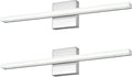 Modern 24IN 14W Bathroom Light Fixture, Chrome Vanity Lights for Mirror, 2 Packs, Waterproof, Daylight White Light(6000K), Stainless Steel, A-Silver, Hardwired