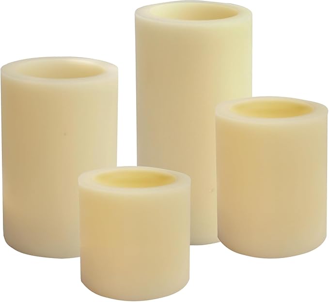 CANDLE CHOICE Battery Operated Flameless Candles with Timer Real Wax Realistic Flickering Electric LED Pillars Decorative Lights for Home Wedding Halloween Thanksgiving Christmas Decorations 4 Pack
