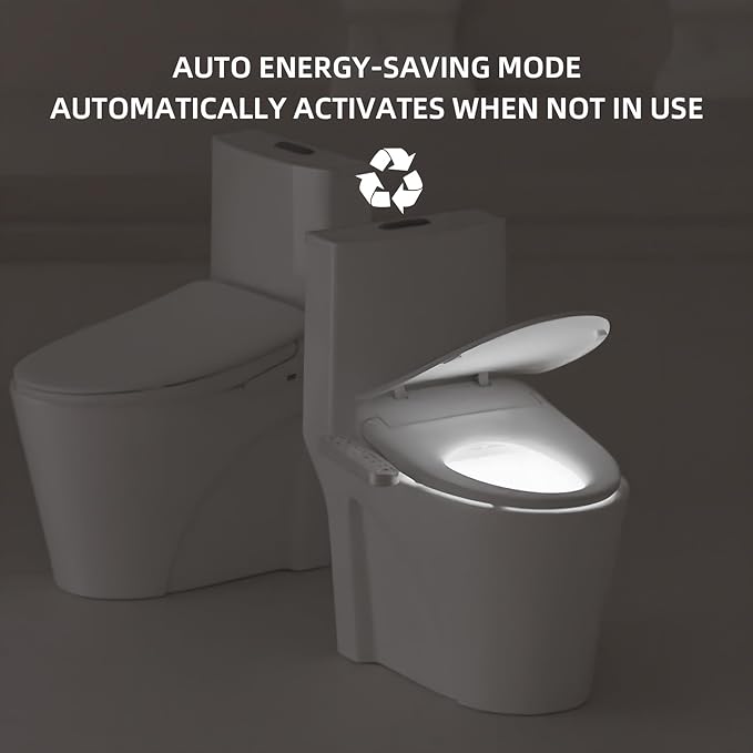 Aquatiz Elongated Smart Toilet Seat, Electronic Heated Toilet Seat, Self-Cleaning Nozzle, Temperature Controlled Wash, Air Dryer, Deodorizer, LED Light, Multi-mode Wash, (Panel Control)