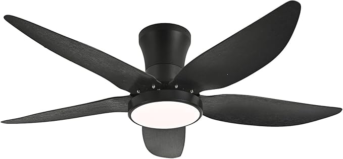 Ceiling Fans with Lights, Low Profile Ceiling Fan Light and Remote/APP Control, 6 Speeds Adjust, LED Dimmable 3 Color Changing, Modern Flush Mount Fandelier Ceiling Fan for Bedroom