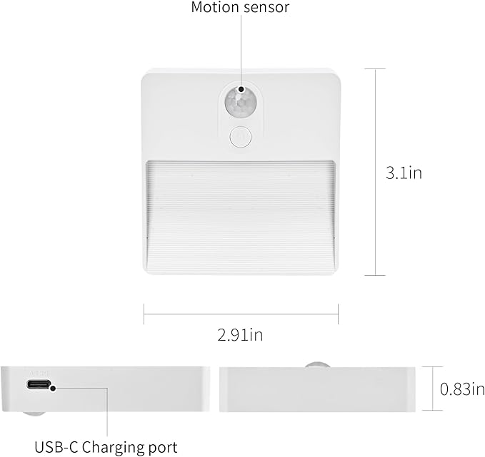 ASAWASA LED Motion Sensor Night Light, 7 Colors Rechargeable Magnetic Decor Wall Lights, Dimmable, Suitable for Bathroom hallways bedrooms Kitchen cabinets Staircase