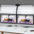 Double Head LED Desk Lamp for Office - Eye Caring Lamp with Clamp, Flexible Adjustable Lighting Gooseneck Desk Light, 4 Color Modes & 5 Brightness Levels for Monitor Workbench Study Reading