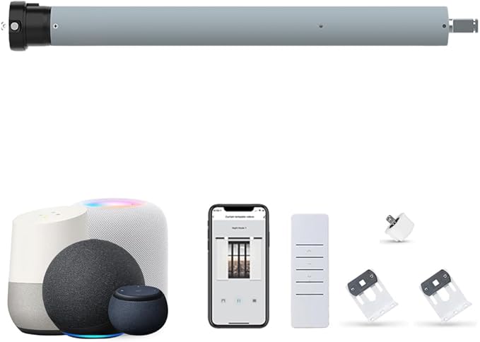 DC24V Matter Over WiFi Smart Blinds Motor 45mm, Motorized Roller Shade Kit Awning Opener, Works with Apple Home/Alexa/Google Home/SmartThings (20 N.m for Φ50mm（2") Groove Tube